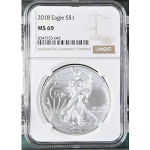 2018 - 1oz Silver Eagle S$1 NGC MS 69
