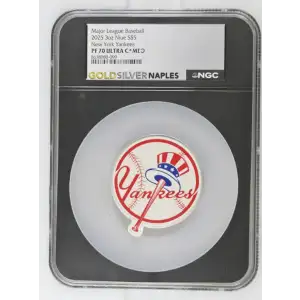 Major League Baseball 2025 3oz Niue S$5 New York Yankees PF70 Ultra Cameo (OB-182)