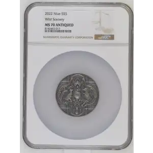 2022 Niue S$5 Wild Scenery MS70 Antiqued (OB-144)