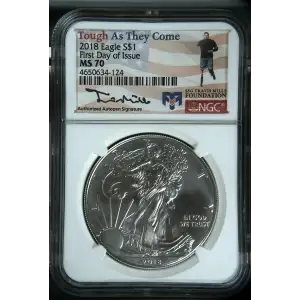 2018 - 1oz Tough As They Come Silver Eagle - FDOI S$1 NGC MS70 (D10-B26) (2)