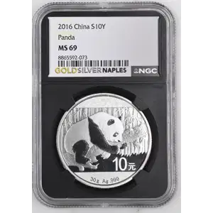 2016 - 1oz Panda Silver Coin - China 10Yn - NGC MS69 (S14-B14)