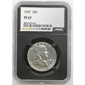 1957 - 0.3617oz Silver Franklin Half Dollar - NGC PF67 (S13B-B19)