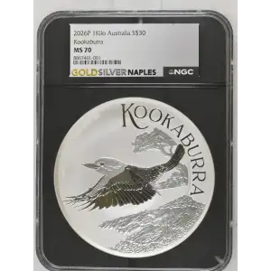 2026P - 1Kilo Kookaburra Silver Coin - Australia S$30 - NGC MS70