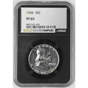 1958 - 0.3617oz Silver Franklin Half Dollar - NGC PF65 (S13B-B19)