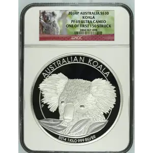 2014 P - 1Kilo Koala Silver Coin - Australia $30 NGC PF-69 (2)