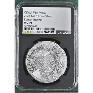 2021 1oz S.Korea Korean Phoenix Silver MS 69 Official Mint Medal JSC6