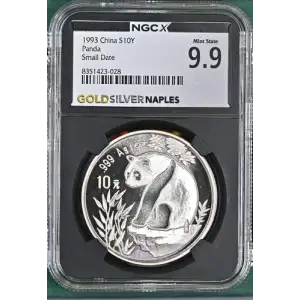 1993 - 1oz Panda Small Date Silver Coin - China S10Y - NGC MS 9.9 (S18A-B18) (2)