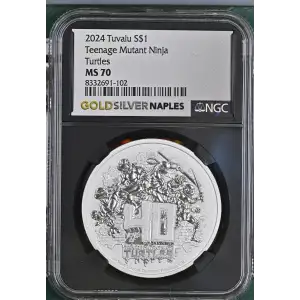 2024 1oz Tuvalu S$1 Teenage Mutant Ninja Turtles MS70 (S13A-B1)