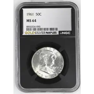 1961 - 0.3617oz Silver Franklin Half Dollar - NGC MS64 (S13B-B3)