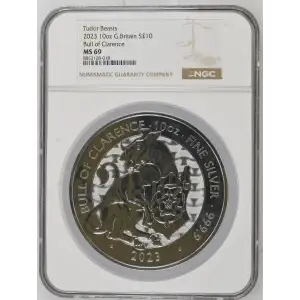 Tudor Beasts - 2023 10oz G. Britain S10PNDS - Bull Of Clarence - NGC MS69 (D-7)