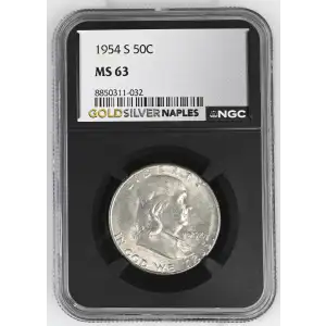 1954(S) - 0.3617oz Silver Franklin Half Dollar - NGC MS63 (S13B-B4) (2)