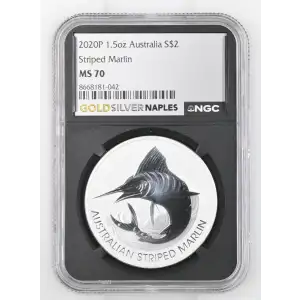 2020P 1.5oz Australia S$2 Striped Marlin MS 70/10 (S12B-B1)