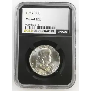 1953 - 0.3617oz Silver Franklin Half Dollar - NGC MS64 FBL (S13B-B15)
