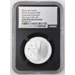 2013P - 0.5oz Australian/American Memorial Silver Coin - Australia S50C - NGC GU (D12-B1)