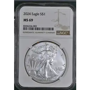 2024 - 1oz Silver Eagle S$1 NGC MS69 (D10-B1) [DUPLICATE for #570346]