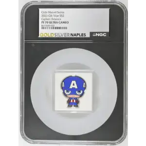 Chibi Marvel Series 2023 Gilt Niue S$2 Captain America PF70 (OB-63) (2)