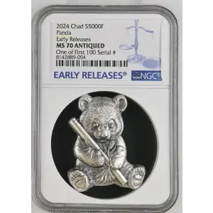 2024 1oz Chad S5000F - Panda ER One of First 100 - NGC MS70 ANTIQUED (S19A-B30)