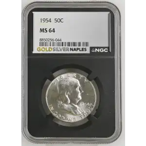 1954 - 0.3617oz Silver Franklin Half Dollar - NGC MS64 (S13B-B2) (2)