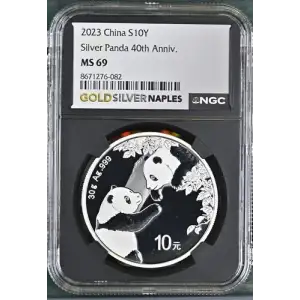 2023 - 30g Panda 40th Anniversary Silver Coin - China S10Y - NGC MS69 (S18A-B18)