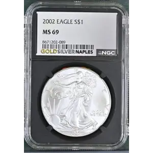 2002 - 1oz Silver Eagle S$1 NGC MS69