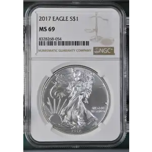2017 - 1oz Silver Eagle S$1 NGC MS69 (D11-B6)