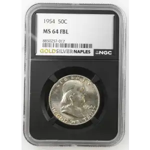 1954 - 0.3617oz Silver Franklin Half Dollar - NGC MS64 FBL (S13B-B1)