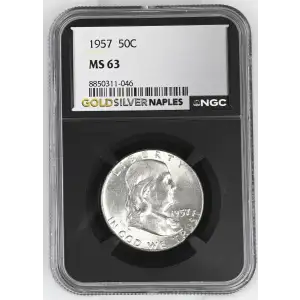 1957 - 0.3617oz Silver Franklin Half Dollar - NGC MS63 (S13B-B14)