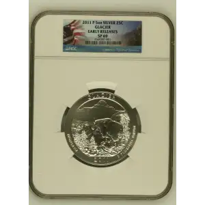 2011 P 5oz SILVER 25C GLACIER EARLY RELEASES SP69 (OB-168)
