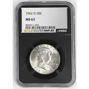 1962(D) - 0.3617oz Silver Franklin Half Dollar - NGC MS63 (S13B-B9)