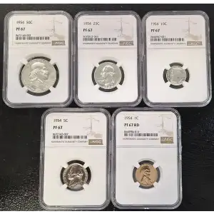 1962 U.S. Silver Proof Set, Complete 5-Coin Set, Original Packaging