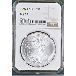 1997 - 1oz Silver Eagle S$1 NGC MS 69