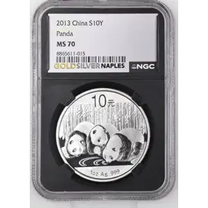 2013 - 1oz Panda Silver Coin - China 10Yn - NGC MS70 (S14-B15)