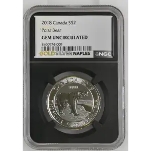 2018 - 0.5oz Polar Bear Silver Coin -Canada S$2- NGC GEM UNCIRCULATED (S14B-B2)
