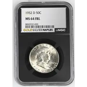 1952(D) - 0.3617oz Silver Franklin Half Dollar - NGC MS64 FBL (S13B-B10)