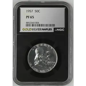1957 - 0.3617oz Silver Franklin Half Dollar - NGC PF65 (S13B-B19)