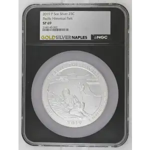 2019(P) - 5oz Silver Quarter - Pacific Historical Park SP69 (D-7)