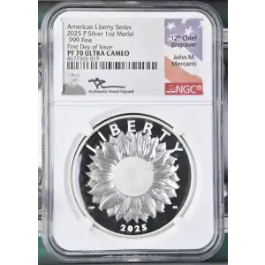 2025(P) - 1oz American Liberty Series Silver Medal - FDOI NGC PF70 UC (S19A-B30)
