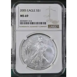2005- 1oz Silver Eagle S$1 NGC MS 69 (D10-B6)