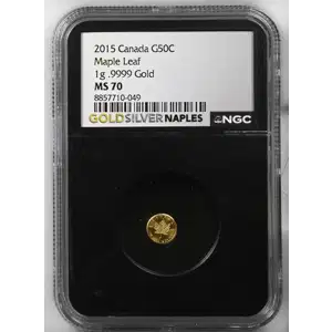 2015 - 1g Maple Leaf Gold .9999 - Canada G50C - NGC MS70