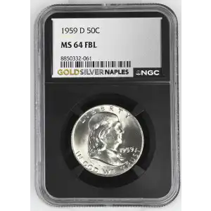 1959(D) - 0.3617oz Silver Franklin Half Dollar - NGC MS64 FBL (S13B-B4)
