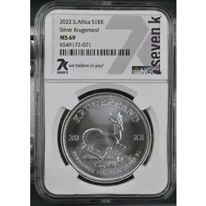 2022 - 1oz Silver Krugerrand - South Africa S1KR - NGC MS69 (S18A-B18)