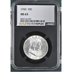 1950 - 0.3617oz Silver Franklin Half Dollar - NGC MS63 (S13B-B6) (2)