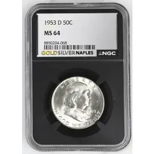 1953(D) - 0.3617oz Silver Franklin Half Dollar - NGC MS64 (S13B-B3)