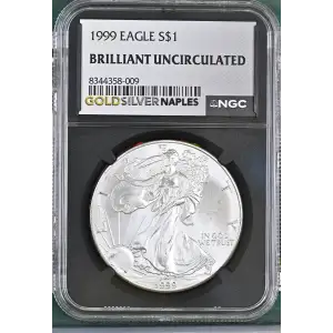 1999 - 1oz Silver Eagle S$1 NGC BRILLIANT UNCIRCULATED (D10-B24)