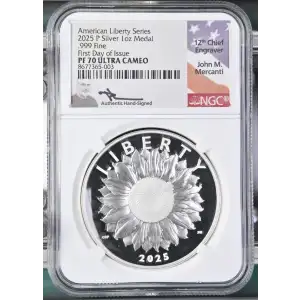 2025(P) - 1oz American Liberty Series Silver Medal - FDOI NGC PF70 UC (S19A-B30)