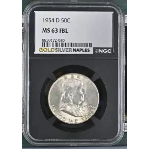 1954(D) - 0.3617oz Silver Franklin Half Dollar - NGC MS63 FBL (S13B-B8)