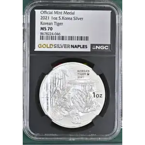 2021 1oz S.Korea Korean Tiger Silver MS 70