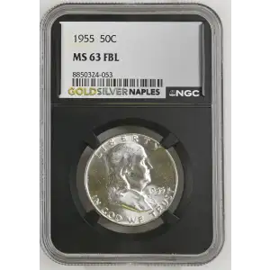 1955 - 0.3617oz Silver Franklin Half Dollar - NGC MS63 FBL (S13B-B13)