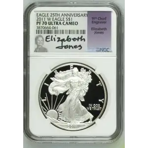 2011(W) - 1oz Silver Eagle 25th Anniversary - S$1 NGC PF70 UC (S13A-B1)