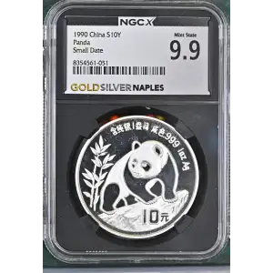 1990 1oz China - S10Y Panda Small Date - NGCX MS 9.9 (S12B-B2)